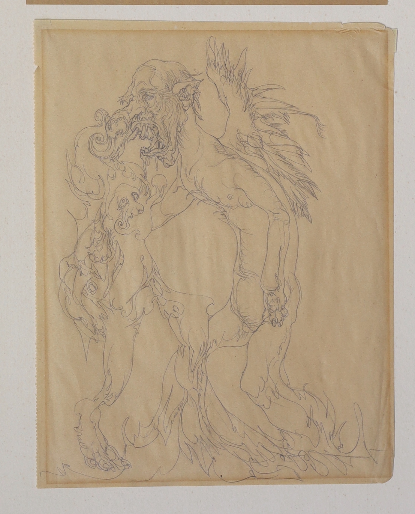 Austin Osman Spare (British, 1886-1956), Two grotesques, pencil on paper, 25 x 19cm